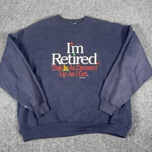 Vintage Peacock Sweatshirt Mens Large Blue I'm Retired Graphic Funny Dad 80s 90s